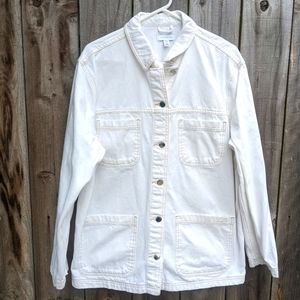 Topshop White Denim Jacket Size 8